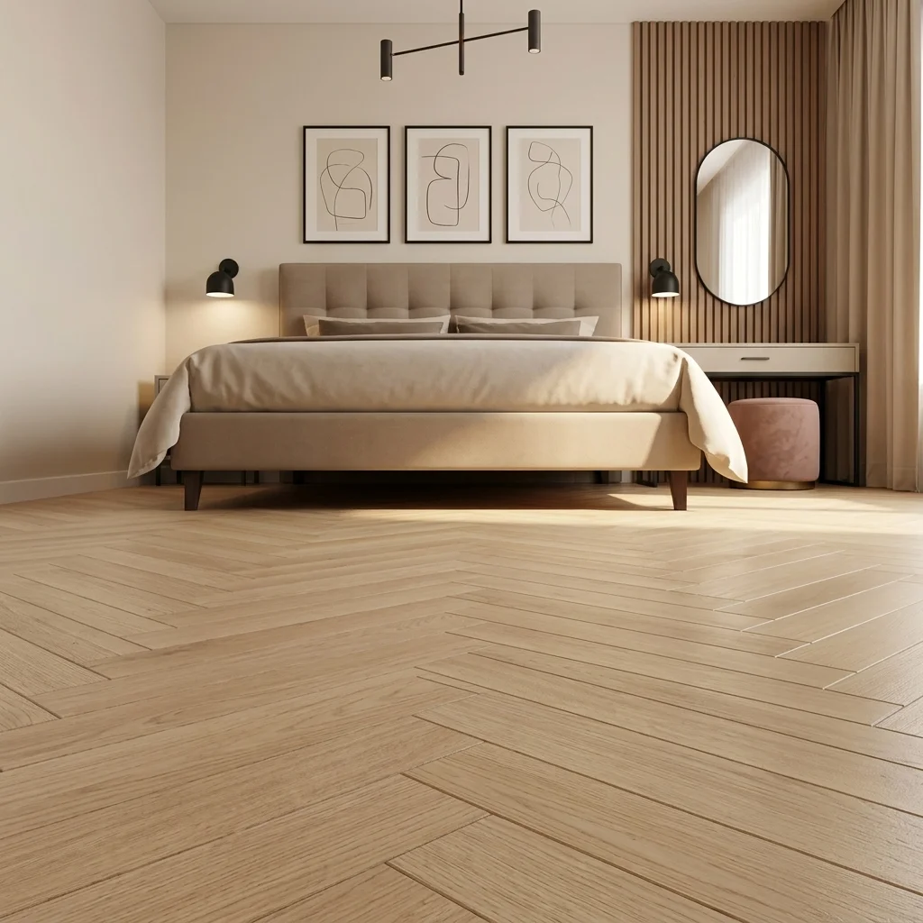 Instal·lació de parquet en habitació de matrimoni
